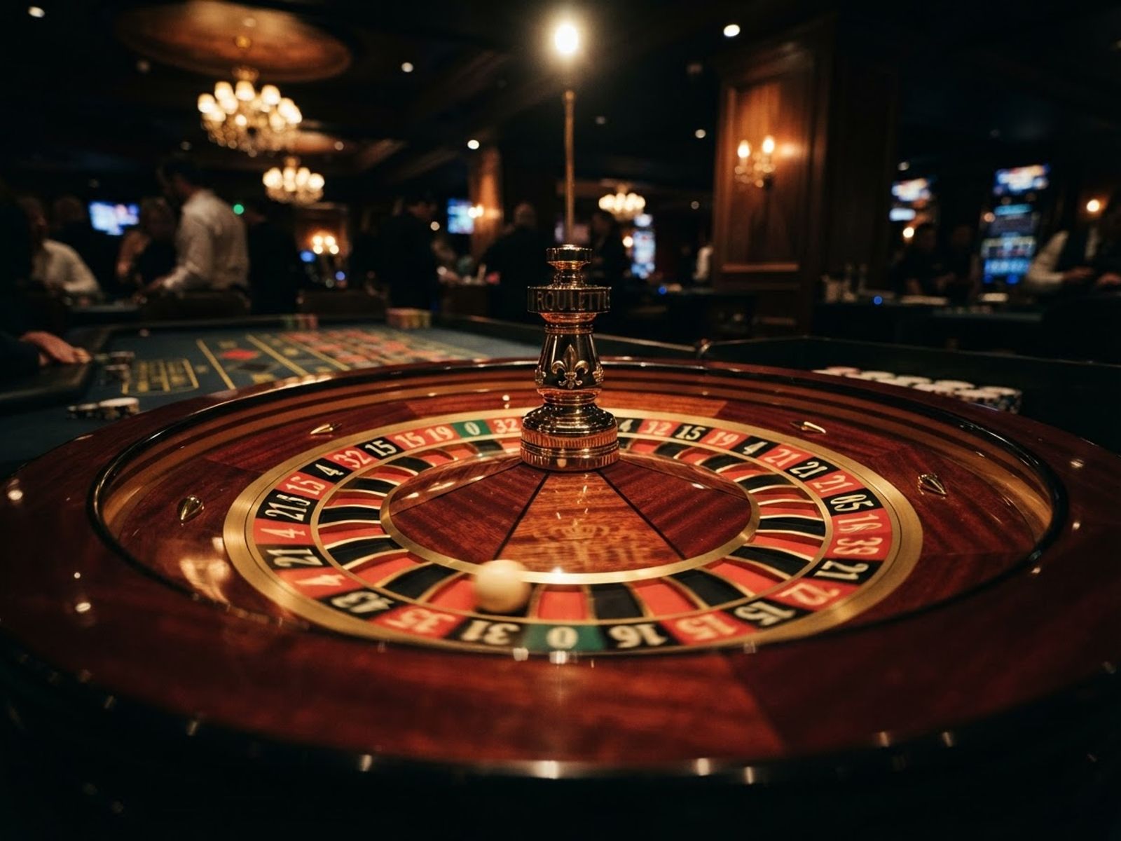 Ruleta de casino en vivo con bola y números rojos y negros