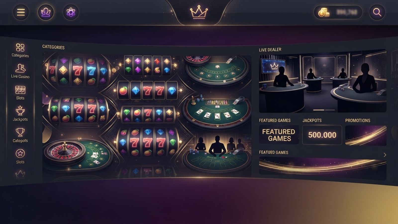 Vista panorámica de la plataforma de casino Gransino en España